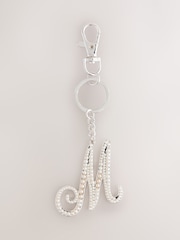Silver Tone Pearl Effect Initial Keyring - Image 3 of 19