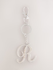 Silver Tone Pearl Effect Initial Keyring - Image 4 of 19