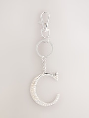 Silver Tone Pearl Effect Initial Keyring - Image 5 of 19