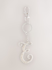 Silver Tone Pearl Effect Initial Keyring - Image 6 of 19