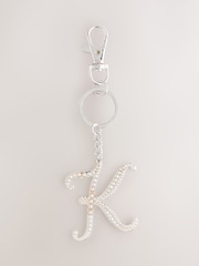 Silver Tone Pearl Effect Initial Keyring - Image 7 of 19