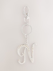 Silver Tone Pearl Effect Initial Keyring - Image 8 of 19