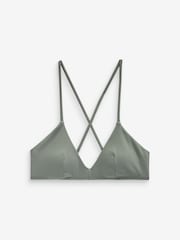 Khaki Green Rib Triangle Self Crop Bikini Top - Image 6 of 6