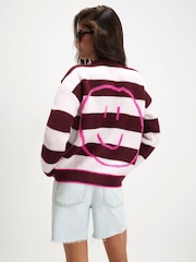River Island Red Knitted Stripe Happy Cardigan - Image 3 of 4