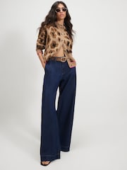 River Island Brown Knitted Leopard Print Happy Cardigan - Image 2 of 4