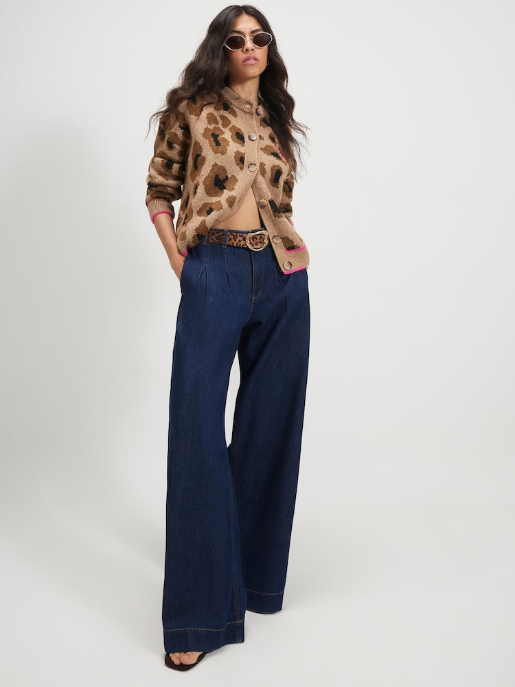 River Island Brown Knitted Leopard Print Happy Cardigan - Image 2 of 4