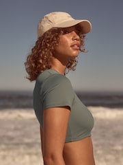 Khaki Green Rib Crop Self Crop Bikini Top - Image 3 of 7