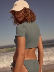 Khaki Green Rib Crop Self Crop Bikini Top - Image 5 of 7