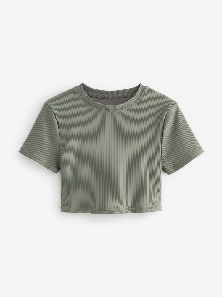 Khaki Green Rib Crop Self Crop Bikini Top - Image 7 of 7 Khaki Green Rib Crop Self Crop Bikini Top - Image 7 of 7