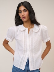 Nobodys Child White Thimbolina Trim Detail Peter Pan Blouse - Image 1 of 5