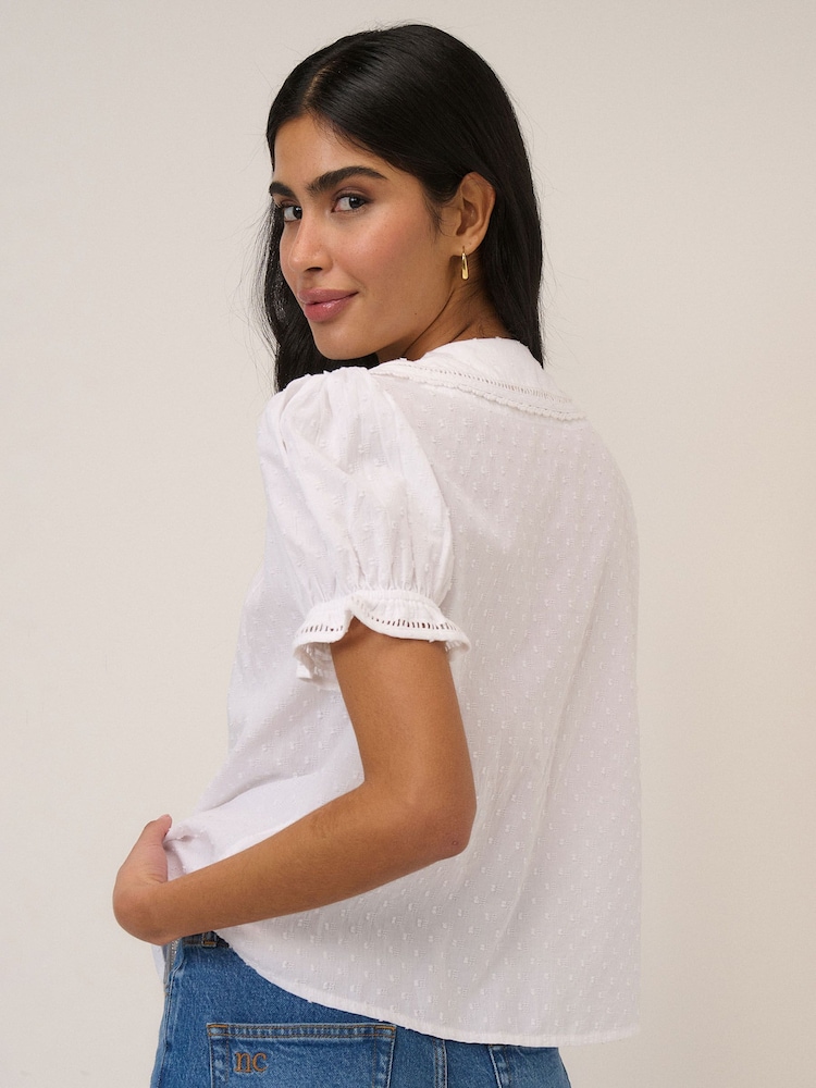 Nobodys Child White Thimbolina Trim Detail Peter Pan Blouse - Image 2 of 5
