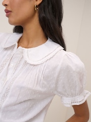 Nobodys Child White Thimbolina Trim Detail Peter Pan Blouse - Image 3 of 5