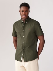 Khaki Green Stretch Oxford Short Sleeve Shirt - Image 1 of 5