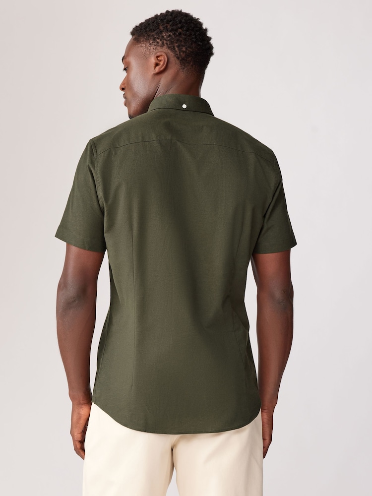 Khaki Green Stretch Oxford Short Sleeve Shirt - Image 2 of 5