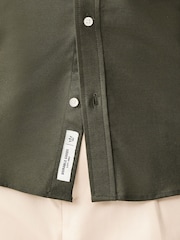 Khaki Green Stretch Oxford Short Sleeve Shirt - Image 5 of 5