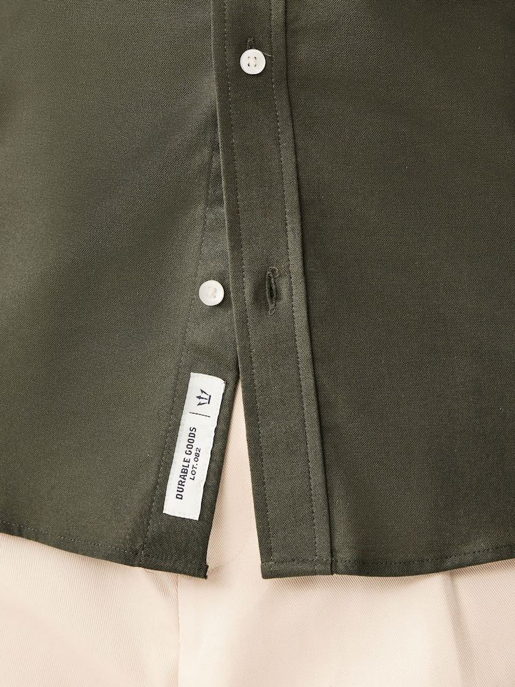 Khaki Green Stretch Oxford Short Sleeve Shirt - Image 5 of 5