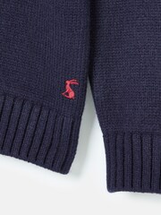 Joules Kids' Cracking Navy Blue Intarsia Knitted Festive Jumper - Image 4 of 6