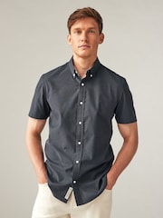 Grey Stretch Oxford Short Sleeve Shirt - Image 1 of 9
