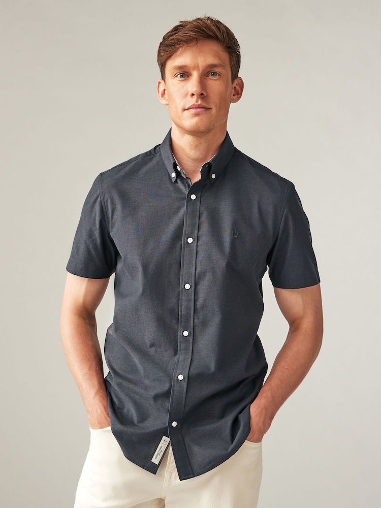 Grey Stretch Oxford Short Sleeve Shirt - Image 1 of 9