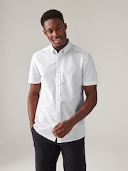 White Stretch Oxford Short Sleeve Shirt - Image 1 of 8