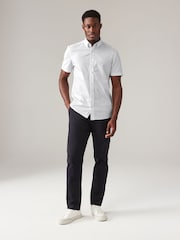 White Stretch Oxford Short Sleeve Shirt - Image 2 of 8