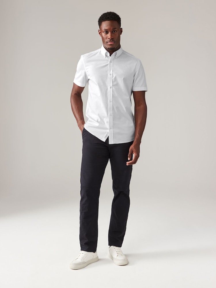White Stretch Oxford Short Sleeve Shirt - Image 2 of 8