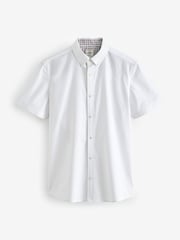 White Stretch Oxford Short Sleeve Shirt - Image 6 of 8
