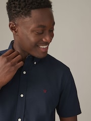 Navy Blue Stretch Oxford Short Sleeve Shirt - Image 1 of 6