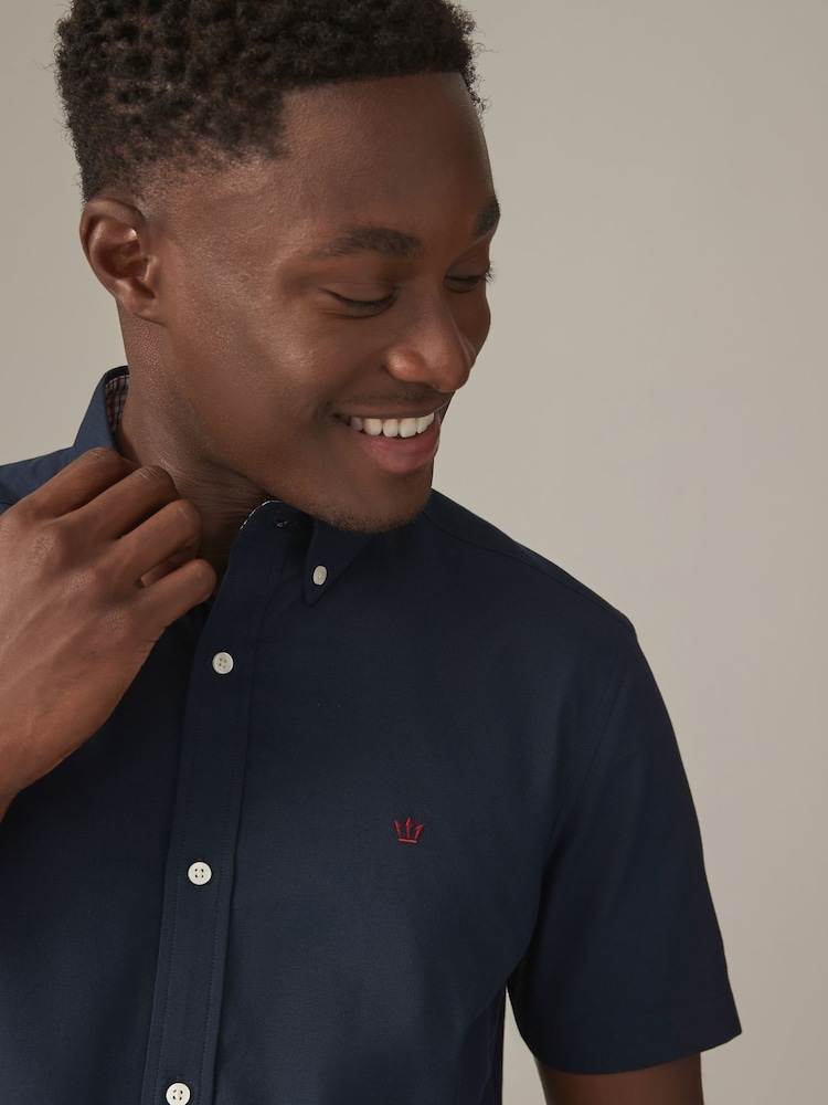 Navy Blue Stretch Oxford Short Sleeve Shirt - Image 1 of 6