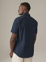 Navy Blue Stretch Oxford Short Sleeve Shirt - Image 2 of 6