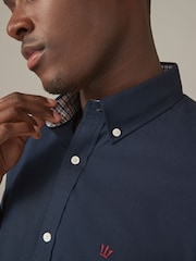 Navy Blue Stretch Oxford Short Sleeve Shirt - Image 3 of 6