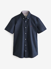 Navy Blue Stretch Oxford Short Sleeve Shirt - Image 4 of 6