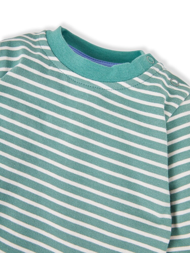 JoJo Maman Bébé Blue 2-Pack Duck Appliqué & Stripe Baby Tops - Image 5 of 5