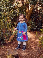 JoJo Maman Bébé Cobalt Blue Dino Appliqué Button Front Dress - Image 1 of 5