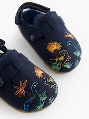 Navy Dinosaur Faux Fur Lined Clog Slippers - Image 3 of 5