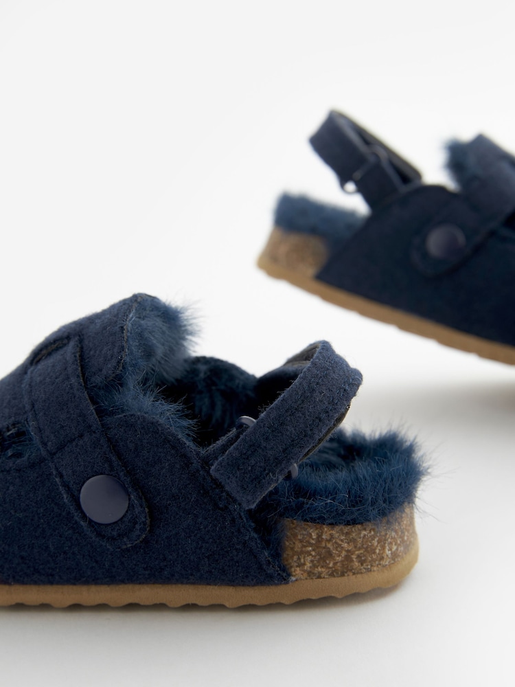 Navy Dinosaur Faux Fur Lined Clog Slippers - Image 5 of 5