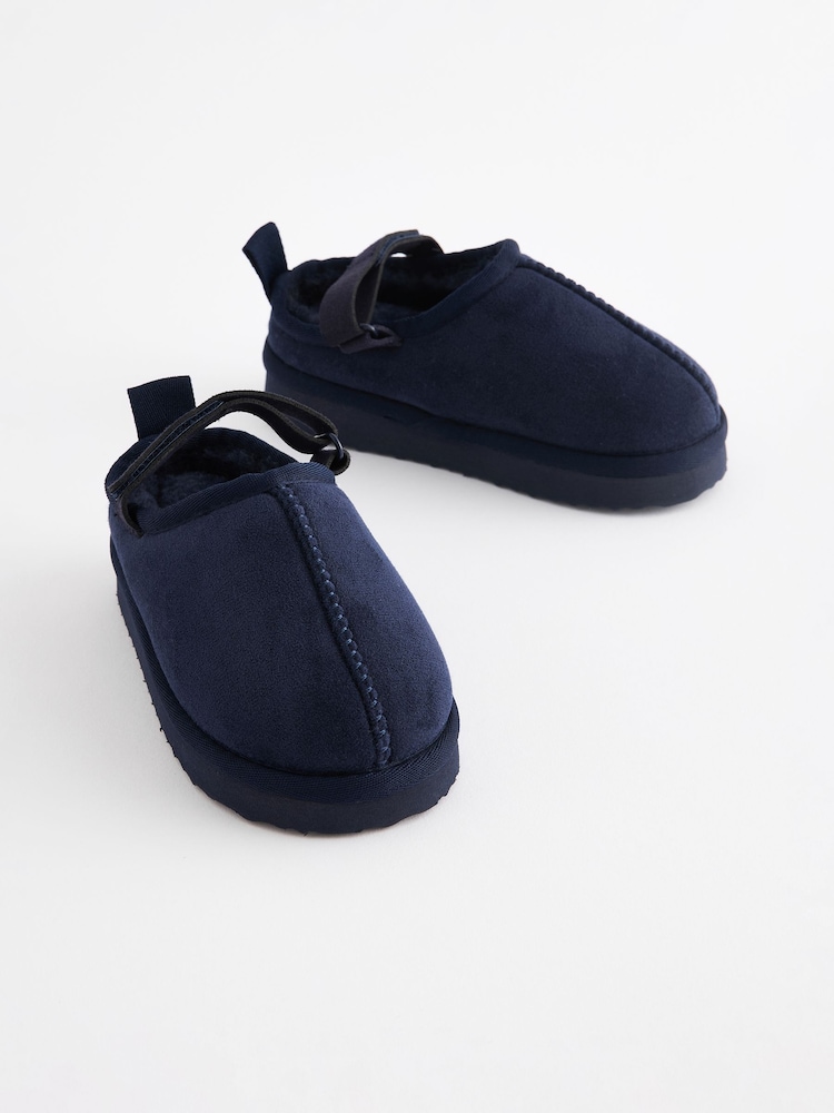 Navy Blue Cosy Slipper Mules - Image 1 of 5 Navy Blue Cosy Slipper Mules - Image 1 of 5