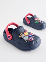 Navy Blue Marvel Faux Fur Lined Slipper Clogs - Image 1 of 5