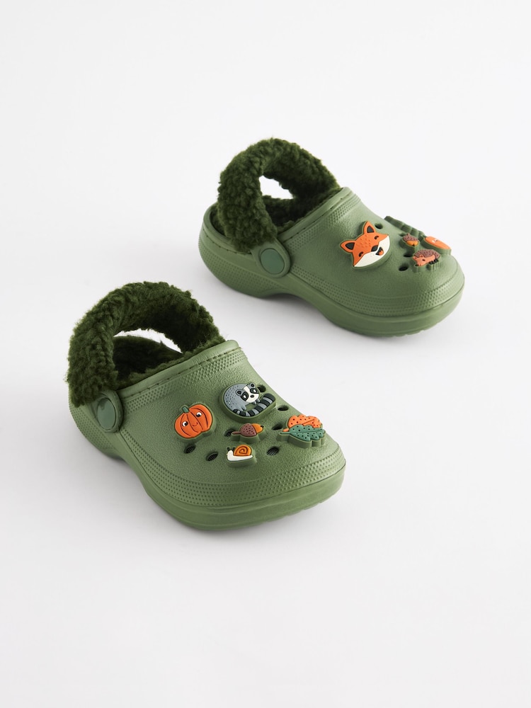 Green Lined Clog Slippers - Image 1 of 5 Green Lined Clog Slippers - Image 1 of 5