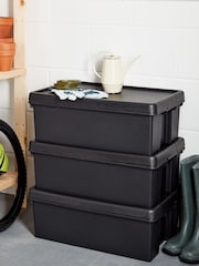 Wham Set of 3 Black Bam 36L Heavy Duty Plastic Boxes With Lid - Image 1 of 2