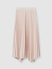 Reiss Blush Azalea Pleated Asymmetric Midi Skirt - Image 2 of 5