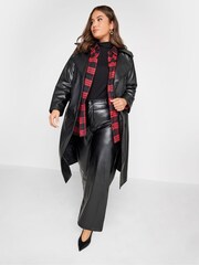 Yours Curve Red Brushed Oversized Boyfriend Shirt - Image 3 of 4