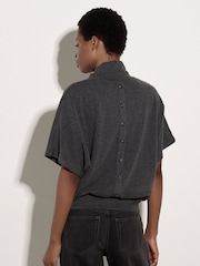 Apricot Grey Button Back Soft Knit Top - Image 3 of 5