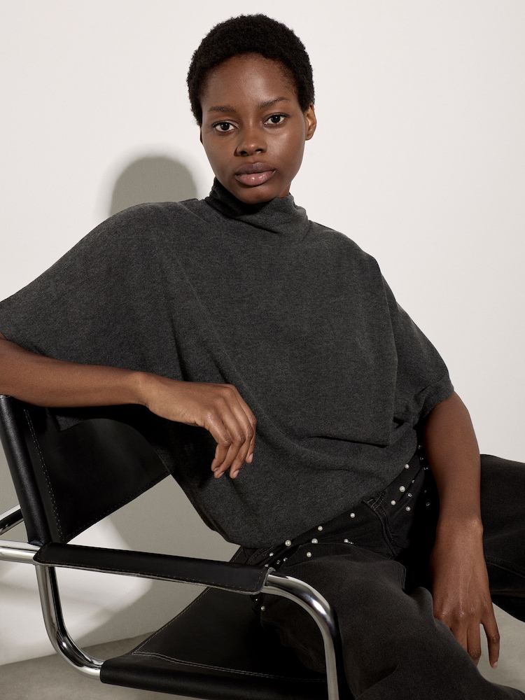 Apricot Grey Button Back Soft Knit Top - Image 5 of 5