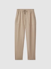 Reiss Sand Romie Drawstring Linen Trousers - Image 2 of 6
