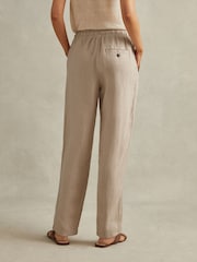 Reiss Sand Romie Drawstring Linen Trousers - Image 5 of 6