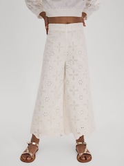 Reiss Ivory Nella 4-9 yrs Cotton Broderie Lace Trousers - Image 3 of 4