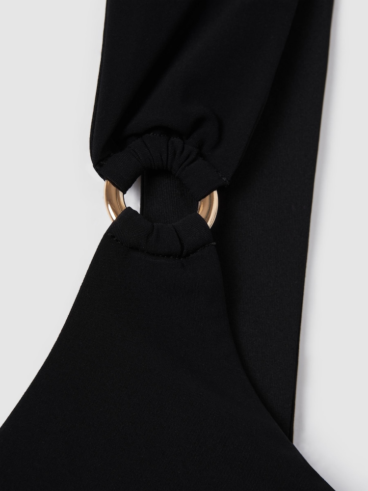 Reiss Black Chrissie Cross Front Cut-Out Swimsuit - Image 6 of 6