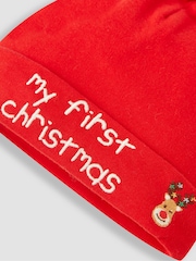 JoJo Maman Bébé Red My First Christmas Baby Hat - Image 3 of 3