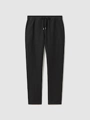 Reiss Charcoal Romie Drawstring Linen Trousers - Image 2 of 5